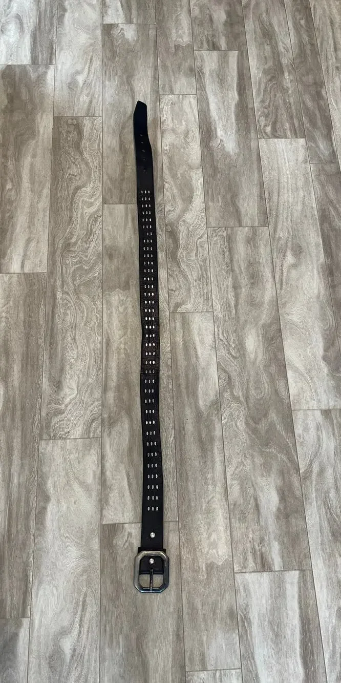 Belt Leather Waist 37-41 Black True Religion Studded Large Metal Buckle Unisex